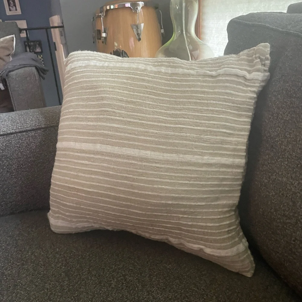 West elm beige stripes pillow cover